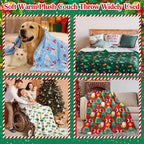 Windkream 12 Pcs Christmas Throw Blankets for Homeless with Ribbon Xmas Flannel Fleece Blankets Gingerbread Snowman Lightweight Soft Plush Couch Throw for Bedroom Winter (50 x 60 Inch)