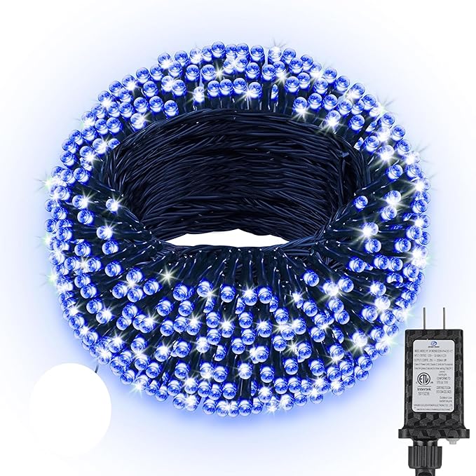 132FT 400 LED Christmas Lights with Timer, Twinkle Fairy Lights String with 8 Flashing Modes String Lights for Indoor Bedroom Outdoor Christmas Trees Garland Wreath Holiday Decorations, Blue