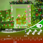 300 LED Christmas Lights Outdoor 100ft Extra Long Christmas String Lights 8 Modes Plug in Waterproof Fairy Lights with Timer Memory for Indoor Outside Bedroom Home Party Decoration, Red&Green