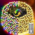 KNONEW Christmas Lights Outdoor 500 LED 197FT Green Wire Color Changing String Lights with 11 Modes & Timer Dimmable Fairy Light for Xmas Tree Roof Yard Wedding Decorations(Warm White to Multicolor)
