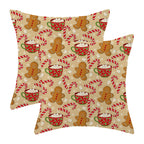 Christmas Pillow Covers 18 x 18 Inch Set of 2 Winter Brown Gingerbread Man Throw Pillows Outdoor Decorative Marshmallow Candy Xmas Pillowcases Linen Cushion Cases for Farmhouse Home Bed Sofa Couch