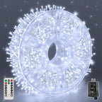 Christmas Lights 600LED 98FT, Waterproof Outdoor String Lights with Remote and Timer, 8 Modes Dimmable Fairy Lights for Indoor Outdoor Wedding Party Holiday Decorations (Cool White)