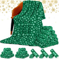 Moukeren 24 Pcs Christmas Snowflake Throw Blanket Bulk, 59 x 47 Inch Xmas Winter Throw Blanket Christmas Warm Soft Cozy Fleece for Home Bedding Couch Chair Gift (Green)