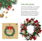 Solar Christmas Wreath 28 Inch Pre-Lit Solar 50 Led Artificial Wreath Outdoor Front Door Window Christmas Decorations with Frosted Branches Pine Cones Red Velvet Bows Balls (2809)