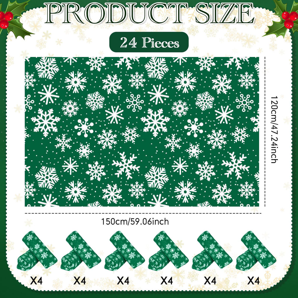 Moukeren 24 Pcs Christmas Snowflake Throw Blanket Bulk, 59 x 47 Inch Xmas Winter Throw Blanket Christmas Warm Soft Cozy Fleece for Home Bedding Couch Chair Gift (Green)