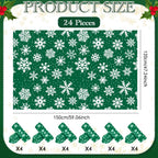 Moukeren 24 Pcs Christmas Snowflake Throw Blanket Bulk, 59 x 47 Inch Xmas Winter Throw Blanket Christmas Warm Soft Cozy Fleece for Home Bedding Couch Chair Gift (Green)