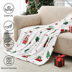 Edenleaf Christmas Blanket - White Holiday Throw with Santa Claus & Snowman - Warm Cozy Fleece Winter Blanket, 50x60 Inches，White