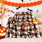 Touchat Halloween Blanket Twin Size 60" X 70"，Pumpkin Sherpa Fall Fuzzy Fluffy Soft Cozy Blankets, Fleece Flannel Plush Microfiber Throw for Couch Bed Sofa, Halloween Decor (BlackHalloween)
