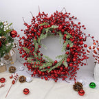 20 Inches Red Christmas Wreath Farmhouse Christmas Wreaths for Front Door Classic Winter Holiday Wreath with Red Berry Fir Pine Needle for Doors Window Indoors Porches Outside