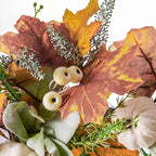 DN DECONATION 24“ Fall Wreaths for Front Door Decor, Autumn Harvest Wreaths for Porch Door Outdoor, Fall Wreath Decorations for Home Outside Thanksgiving, White Pumpkins Wreath