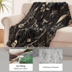 Goth Skull Blanket for Boys Kids Men Women, Flannel Skeleton Blankets Gifts, Halloween Black Cat Throw Blanket for Sofa Couch Bed Living Room Soft Warm Cozy Gothic Decor 60" x 50"