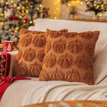 SINYASAN Burnt Orange Fall Pumpkin Decorative Throw Pillow Covers Set of 2, 18x18 Inch Soft Plush 3D Embroidered Halloween Pillow Covers for Fall Decorations Farmhouse Cushion Covers for Thanksgiving
