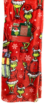 Franco Manufacturing Co. Inc. Grinch Christmas Plush Throw Blanket, Red - Grinch with Stacked Presents, 50" x 70"