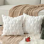 Lewondr Christmas Throw Pillow Cover 18x18, Set of 2 Super Soft Pillow Covers Velvet Christmas Tree Embroidery Decorative Throw Pillowcase for Living Room Bed Couch Sofa Car Home Decor, White