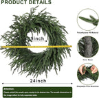 Artgar 24 Inch Christmas Pine Wreath Christmas Wreaths for Front Door, Real Touch Artificial Green Pine Wreath for Home Indoor Outdoor Wall Window Porch Farmhouse Winter Decor