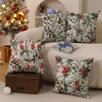 DFXSZ Christmas Pillow Covers 18x18 Inch Set of 2 Pine Branches with Pine Cones Xmas Balls Decorative White Throw Pillows Winter Christmas Decor for Home Couch ST025A18