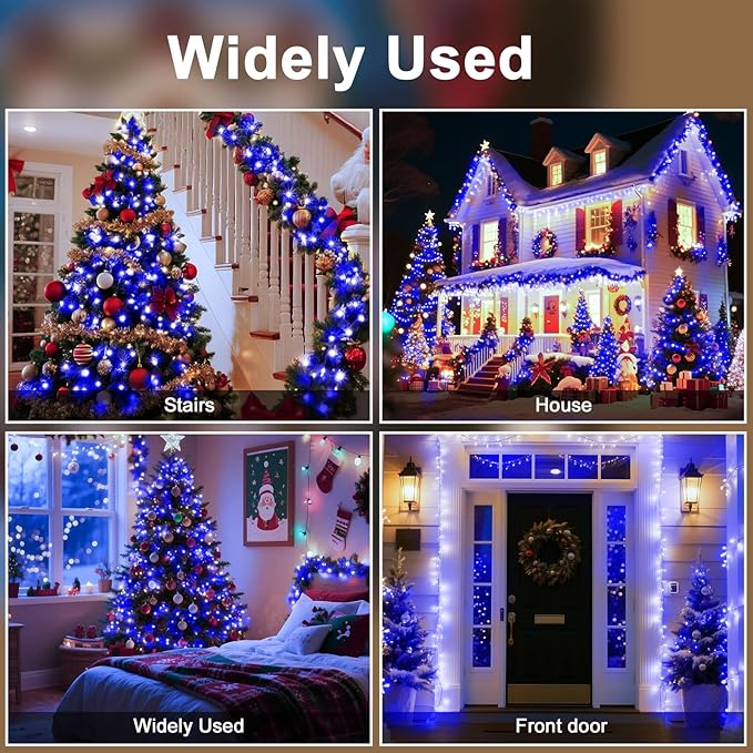 393 FT Christmas Lights 1000 LED Xmas Lights Outdoor Christams String Lights Waterproof 8 Modes & Timer, Fairy Lights Plug in for Weeding, Patio, Party, Holiday,Christmas Decor (Blue)