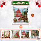 KatchOn, Farmhouse Christmas Pillow Covers 18x18 - Pack of 4 | Farmhouse Pillow Covers, Holiday Pillow Covers | Christmas Throw Pillow Covers for Christmas Decorations | Snowman Pillow Covers 18x18