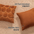 SINYASAN Burnt Orange Fall Pumpkin Decorative Throw Pillow Covers Set of 2, 18x18 Inch Soft Plush 3D Embroidered Halloween Pillow Covers for Fall Decorations Farmhouse Cushion Covers for Thanksgiving