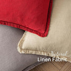 MIULEE Christmas Decorative Throw Pillow Covers Neutral Linen Fringe Throw Pillows Euro Shams Set of 2 Red Boho Farmhouse Cushion Covers with Tassels for Couch Sofa Bed Living Room Decor 22x22 Inch