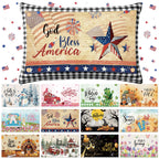 Chicplaid 4th of July Throw Pillow Cover Set 12 x 20 Inch Rectangle Seasonal Holiday Plaid Pillowcase with 12 Interchangeable Pillow Panels Patriotic Lumbar Cushion Cover for Home Decor(Classic)