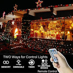 LAMPHOME 66ft Christmas Decorative Mini Lights, 200 LED Transparent Wire Fairy Starry String Lights Plug in, 12 Lighting Modes for Outdoor Xmas Tree Wedding Party Decoration (White and Multicolor)