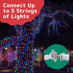PREXTEX 50 Ct. Multi-Color Christmas Tree Lights with White Wire - 10 Ft Holiday String Lights for Indoor and Outdoor Use - Multicolor Twinkle Christmas Tree Decoration with End-to-End Connectors