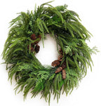 24 Inch Real Touch Norfolk Pine Wreaths for Front Door, Soomeir Artificial Christmas Wreath Green Faux Pine Wreath for Wall Windows Mantle Outdoor Christmas Decoration