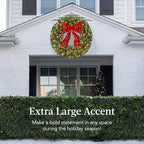 Best Choice Products 30in Pre-Lit Christmas Wreath w/Berries & Pinecones, Large Artificial Indoor/Outdoor Decor for Door, Mantel w/Red Bow, Plug-in