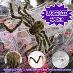Halloween Spider Web Lights Giant Spider, 16.4Ft 450 LED Lighted Spider Web with with 8 Lighting Modes Waterproof & Timer for Indoor Outdoor House Haunted Yard Decor, Purple
