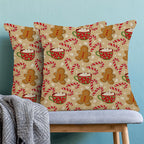 Christmas Pillow Covers 18 x 18 Inch Set of 2 Winter Brown Gingerbread Man Throw Pillows Outdoor Decorative Marshmallow Candy Xmas Pillowcases Linen Cushion Cases for Farmhouse Home Bed Sofa Couch