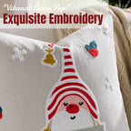 Farmhouse Christmas Pillow Covers 18x18 Set of 2, Xmas Embroidered Throw Cushion Cases with Festive Patterns for Rustic Home Holiday Decor (Gnome Christmas, 18" x 18" (Pack of 2))