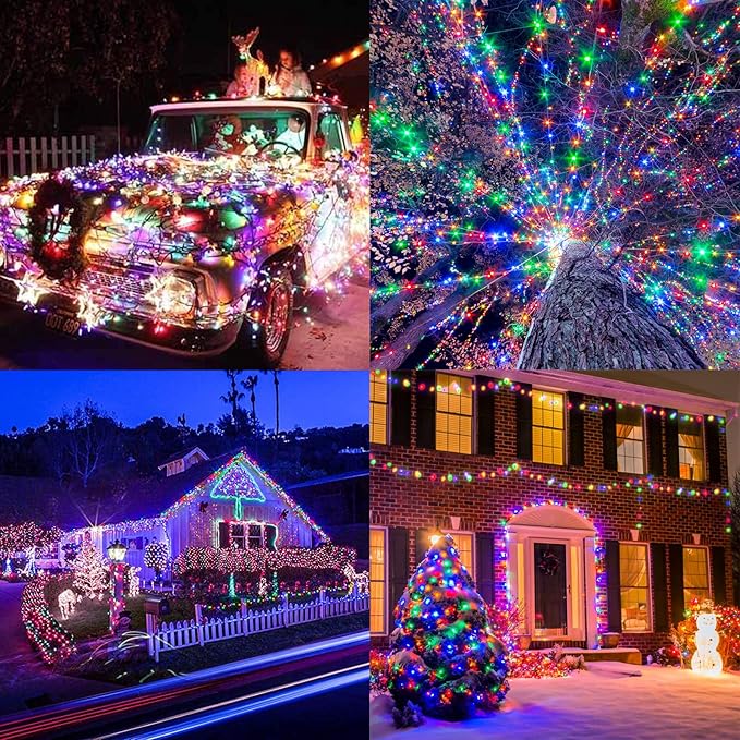Christmas Lights Multicolor, 75 Ft 200 LED Christmas String Lights Connectable, 8 Modes, Timer, Waterproof Fairy Twinkle Light for Party, Garden, Patio, Home, Wedings, Holiday, Xmas Tree Decorations