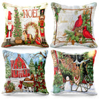 KatchOn, Farmhouse Christmas Pillow Covers 18x18 - Pack of 4 | Farmhouse Pillow Covers, Holiday Pillow Covers | Christmas Throw Pillow Covers for Christmas Decorations | Snowman Pillow Covers 18x18