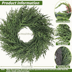 26 inch Norfolk Pine Wreath, Realistic Christmas Wreath for Front Door,Artificial Real Touch Green Wreath Greenery for Door Wall Windows Mantle Outdoor Christmas Decoration