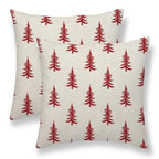 Sunshineyan Christmas Pillow Covers 22 x 22 Inch Set of 2, White Red Chirstmas Tree Decorations Throw Pillow Covers Outdoor Winter Holiday Farmhouse Xmas Cushion Case Linen Square for Home Couch Sofa