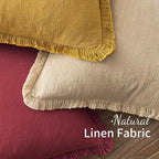 MIULEE Christmas Decorative Throw Pillow Covers Neutral Linen Fringe Throw Pillows Euro Shams Set of 2 Burgundy Boho Farmhouse Cushion Covers for Couch Sofa Bed Living Room Home Decor 22x22 Inch