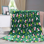 Valerian Luxury Velvet Touch Ultra Plush Christmas Blanket Soft, Warm, Cozy Holiday Printed Fleece Throw/Blanket - 50" x 60inch, Green Snowman