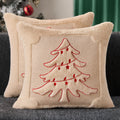DFXSZ Christmas Pillow Covers 18x18 Red Star Light Beige Christmas Tree Decoration Soft Plush Faux Fur Jacquard Throw Pillows for Bedroom Sofa Holiday Festivals Winter Home Decor PTK067C18