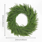 Christmas Wreaths for Front Door 24 Inch Norfolk Pine Wreath for All Seasons Artificial Green Wreath Holiday Decoration for Indoor Outdoor Home Decor