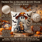 Fall Halloween Thanksgiving Pillow Covers 18x18 Set of 4, Faux Linen Polyester Decorative Throw Pillow Cases for Harvest Home Sofa Couch Bed Decor (CuteGhost)