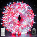 Christmas Lights 600 LED 98FT, Waterproof Outdoor String Lights with Remote and Timer, 8 Modes Dimmable Fairy Lights for Indoor Outdoor Wedding Party Holiday Decorations (Red and White)