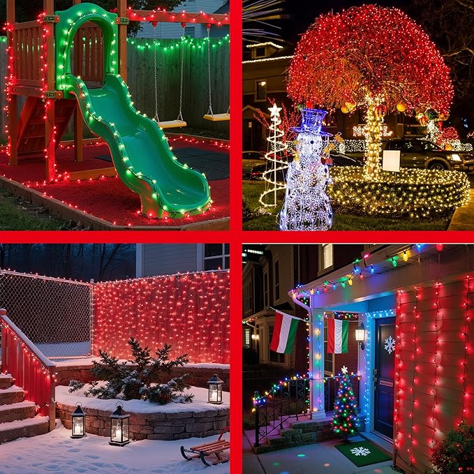 750LED Christmas Lights Outdoor Use, 240ft 12 Modes Red LED String Lights with Timer Dimmable, Waterproof Christmas Tree Lights for Xmas Patio Yard Fence Balcony Garden Party Decor Red