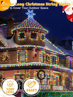 Christmas Lights 1200 LED 394 FT, Waterproof Outdoor String Lights with 8 Modes, Fairy Lights for Holiday Decor (Multicolor)