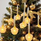 8.8Ft Vintage Christmas Bubble Lights, Outdoor Tree Lights with 10 Gold Glitter Bulbs, C7/E12 Candelabra Base, 5W String Lights with Gold Liquid Great for Indoor Xmas Celebrations Decorations