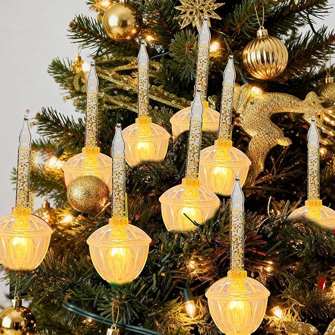 8.8Ft Vintage Christmas Bubble Lights, Outdoor Tree Lights with 10 Gold Glitter Bulbs, C7/E12 Candelabra Base, 5W String Lights with Gold Liquid Great for Indoor Xmas Celebrations Decorations