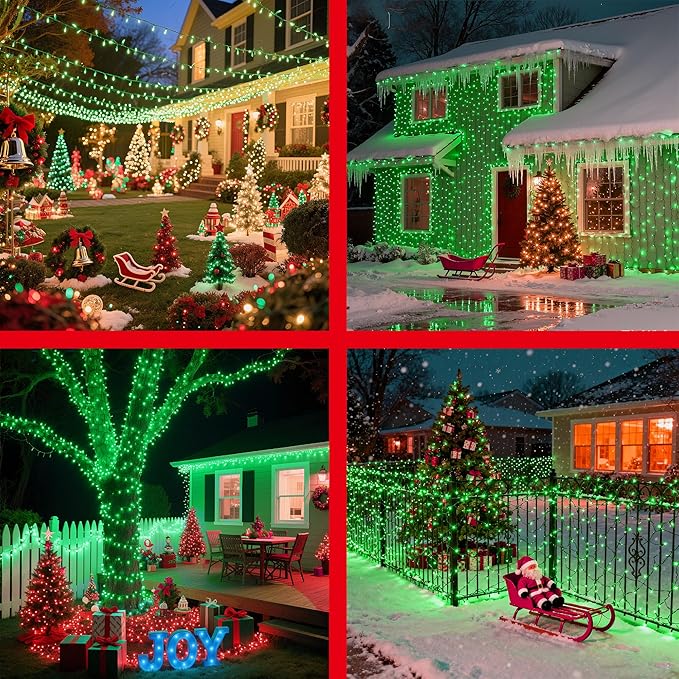 750LED Christmas Lights Outdoor Use, 240ft 12 Modes Green LED String Lights with Timer Dimmable, Waterproof Christmas Tree Lights for Xmas Patio Yard Fence Balcony Garden Party Decor Green
