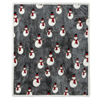 PAVILIA Premium Christmas Sherpa Throw Blanket, 50x60, Grey Snowman Cozy Fleece Holiday Blanket, Reversible Plush Winter Throw for Couch & Bed, Ultra Soft Warm