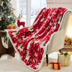 NORD ECO Christmas Throw Blanket, Christmas Decorations Gifts for Women, Sherpa Flannel Fleece Winter Holiday Blanket, Fluffy Cozy Soft Christams Throws for Couch Sofa Bed, DoubleDeer, 50" X 60"