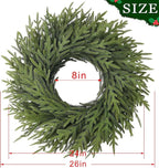 Christmas Wreaths 26" Norfolk Pine Wreath for Front Door, Artificial Christmas Wreaths Faux Green Fake Pine Needles Wreath for Front Door Wall Windows Indoor Outdoor Christmas Decor